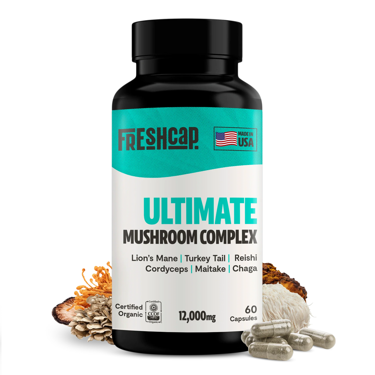Organic Mushroom Complex Supplement Capsules
